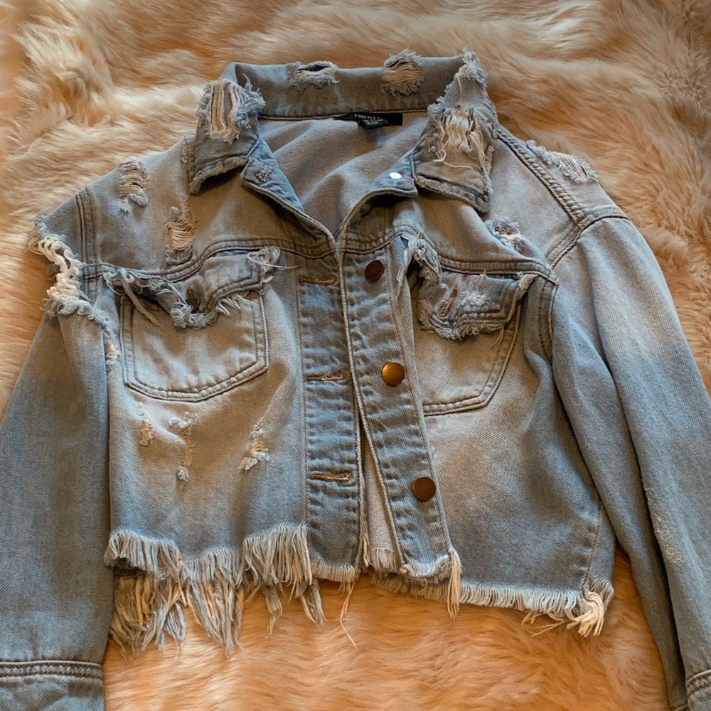 Forever 21 distressed denim jacket